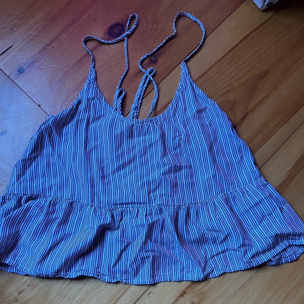 Hollister bluish grayish and white stripe tank top